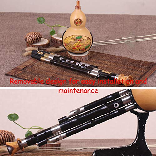 Priority Culture Hulusi,Gourd Flute,Cucurbit Flute Chinese Traditional Handmade Gourd Flute Hulusi Tuned Instrument In Banquet Hall Durable Ebony Flute With Piano Case Exquisite Pattern #TOP6