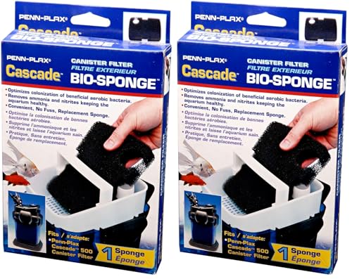 Image of Penn-Plax Cascade 500 /350 GPH Canister Filter Aquarium Bio Sponge Replacement, 2 Pack