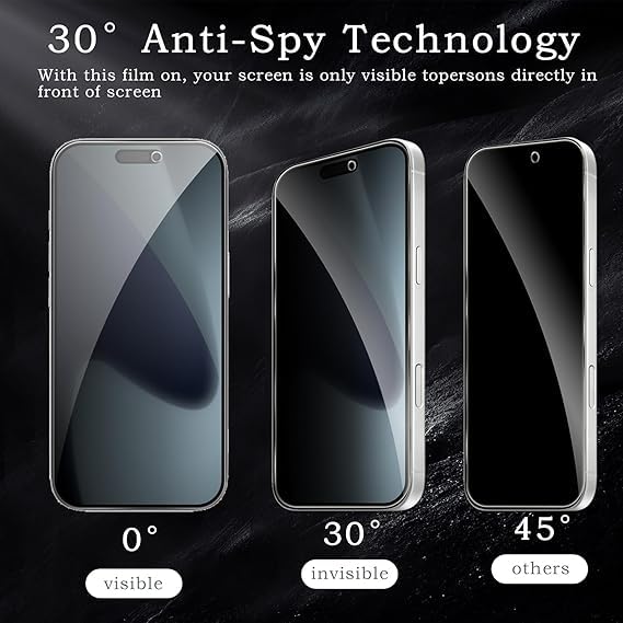 Image of [ 2+2 Pack Privacy Screen Protecor for iPhone 17 Pro Max Anti-Spy Shatterproof Tempered Glass with Camera Lens Tempered Glass 9H Hardness Bubble Free Anti-Glare Case Friendly