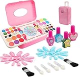 💄 【Fácil de almacenar y transportar】: pequeño y cómodo de llevar, solo un plato puede cubrir las necesidades diarias de maquillaje de la pequeña princesa. La caja de maquillaje es un diseño de maleta, única y portátil. No importa a dónde vaya la princesita, puede jugar con sus cosméticos favoritos.