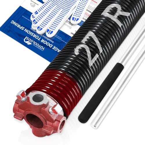 YoToolGDS Right Hand Wind（Red Cone）1.75" Garage Door Torsion Spring with Non-Slip Winding Bars & Gloves, Precision Electrophoresis Black Coated, for Replacement, MIN 16,000 Cycles (0.225x1.75''x27'') by YOTOOLGDS - Used condition - US$64.79