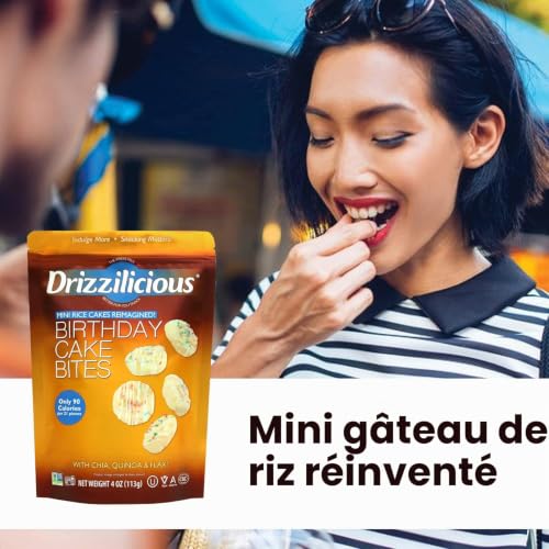Drizzilicious Birthday Cake Mini Gâteaux de riz avec filet de chocolat blanc 113 g – vue 5