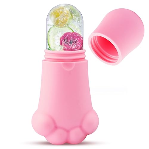Aphlos Rodillo de hielo para cara y cuerpo forma de pata de gato silicona facial cuidado de la piel masajeador de belleza para ojos y cuello ajuste