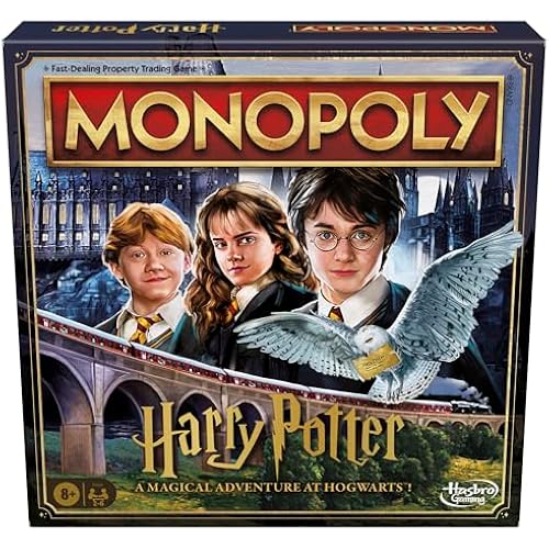 Hasbro Gaming Monopoly Harry Potter Edition Board Game | A Magical Adventure at Hogwarts | Ages 8 and Up | 2 to 6 Players | Family Games | Gifts for Kids and Adults