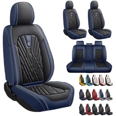 ANKIV Water-Proof Breathable Fully Covered Premium Faux Leather Car Seat Cover Custom Fit for Chevrolet Chevy Equinox 2007-2023 2024 Sedan SUV Seat Protectors (Full Set 5 Seats,Black Blue) Cover
