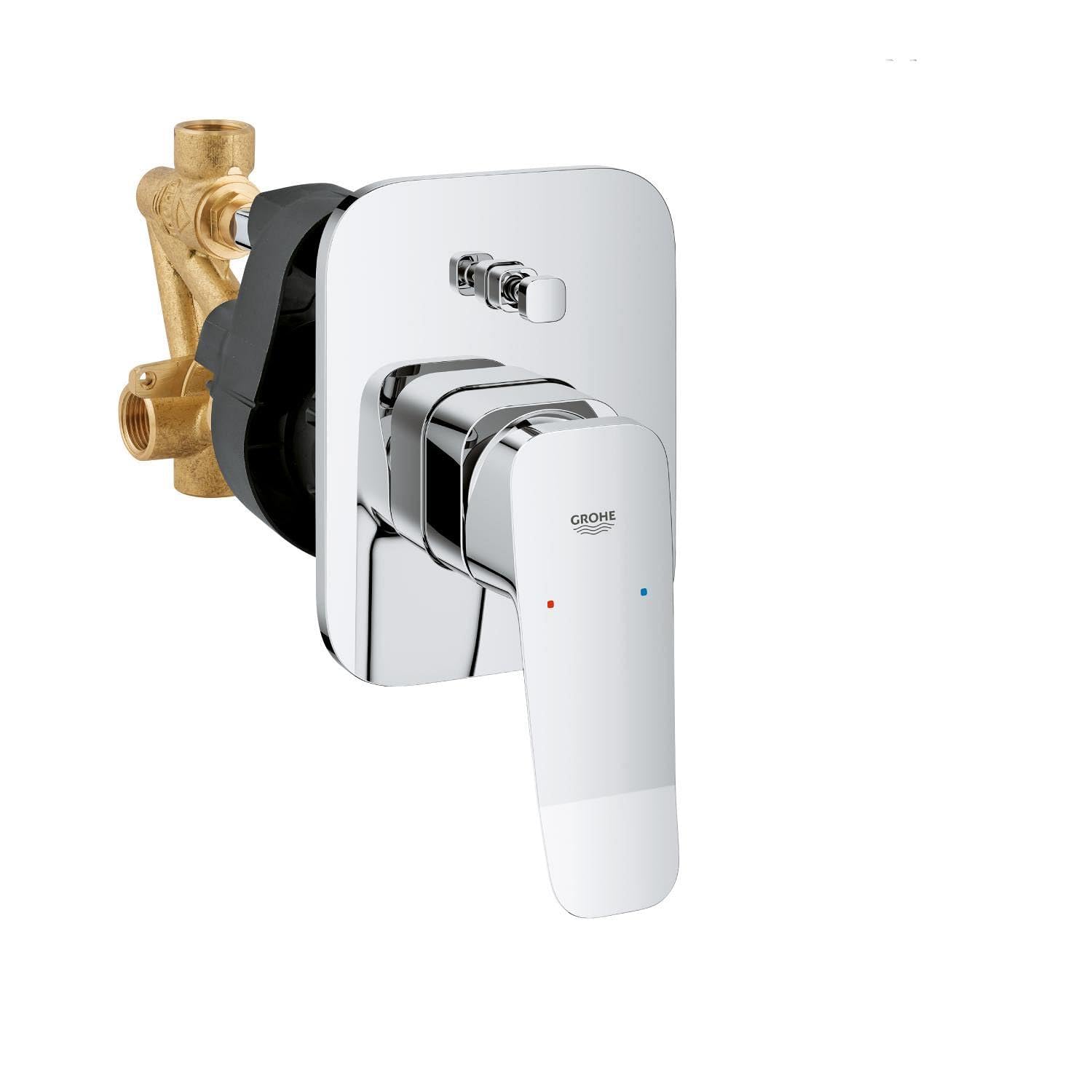 GROHE Dice – Rubinetto Vasca Incasso con Corpo Nascosto Incluso (Set per Installazione Finale, Cartuccia Ceramica 46 mm, Deviatore Automatico), Cromo, 29297000