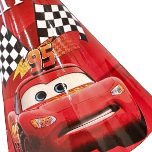 Image of Wanna Party Racing Cars Birthday Caps, Boys Party Conical Hats - Pack of 8 | Car Theme Kids Party Caps for Boys Birthday Celebration, Racing Theme Costume Accessories & Party Supplies