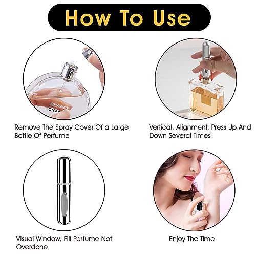 Rosiya Perfume Atomiser pack of 5pcs Perfume Travel Bottle, 5ML Refillable Perfume Spray Bottle Easy to Refill Empty Atomiser Bottle for Purse, Handbag, Pocket and Luggage (Glossy) - Image 4