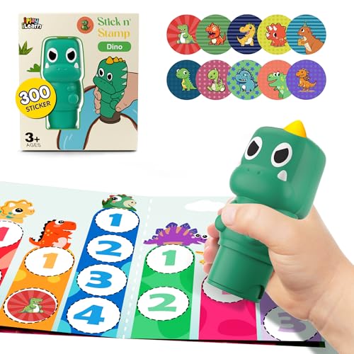 iPlay, iLearn Kid Dinosaur Sticker Stamp Activity Set - 400+ Stickers 18-Page Activity Book, Toddler Creative Mess-Free Art Craft Educational Travel Toy Birthday Stocking Gift 3 4 5 6 Yr Old Girl Boy