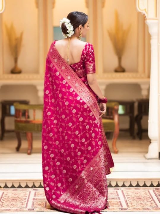 Image of Flosive Women's Soft Kangivaram Silk Saree With Copper Zari Weaving With Boluse
