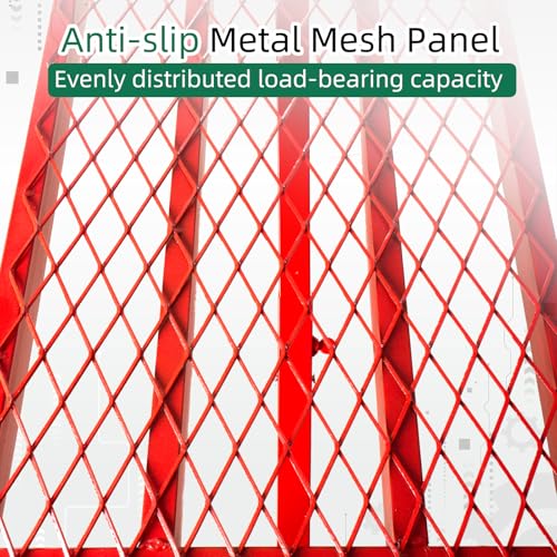 NETRCRHOM Folding Scaffolding Platform, 71(L) x15.7(W) x51(H)\'\'770 Lbs, Adjustable Steel Industrial Step Ladders, Portable Heavy Duty Work Platform for Construction Sites and Renovations