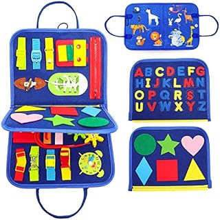 Sunrad Animals Busy Board for Toddlers, 20-in-1 Educational Learning Toys Montessori Toys for 1 2 3 4 Year Olds, Improve Essential Skills Activity Board Toys Gifts for 1-4 Year Old Boys Girls