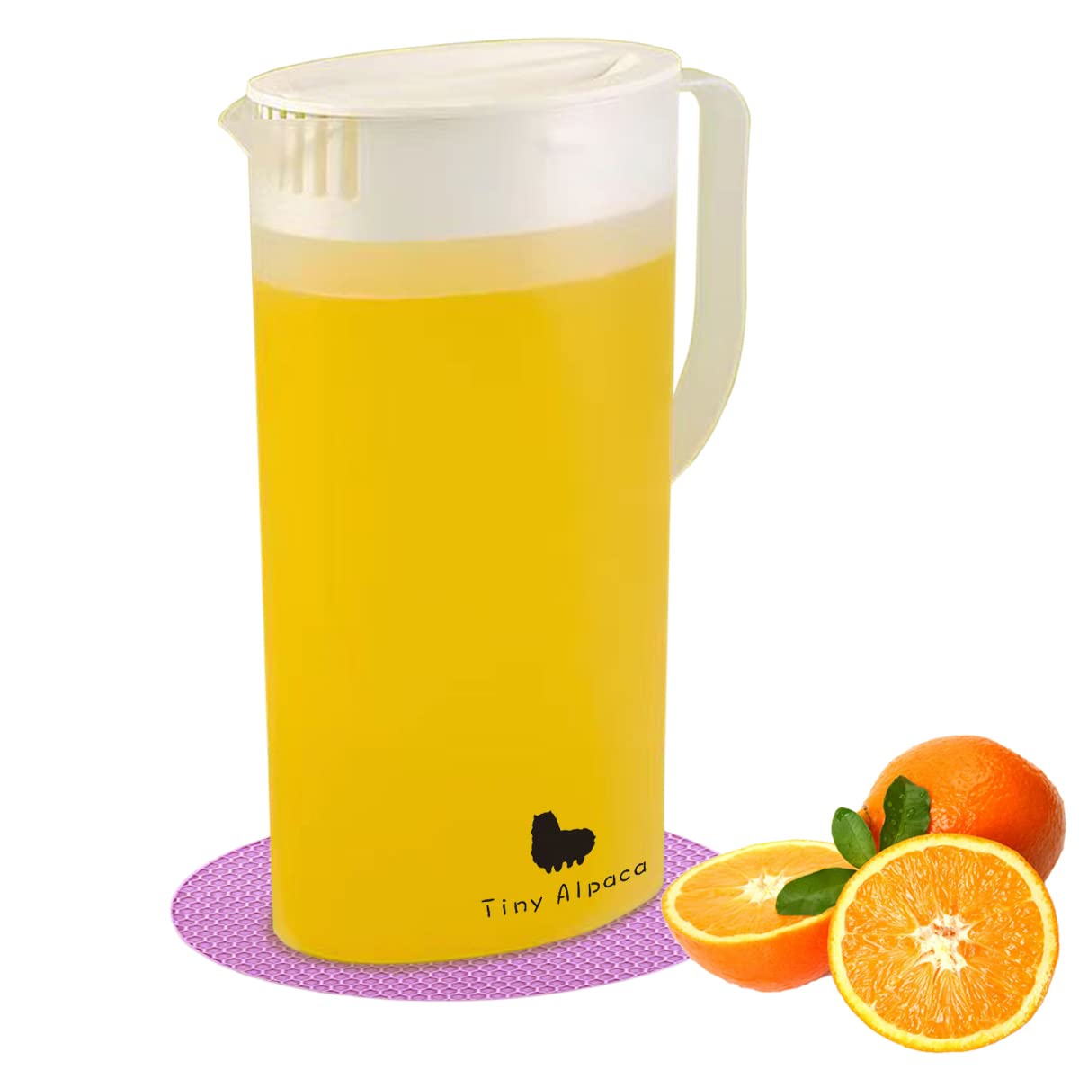 Plastic Pitcher, Water Jug for Fridge Door Pitcher with Lid, Iced Tea Pitcher for Juice Iced Tea Beverage Juice Containers 1.8L (White)