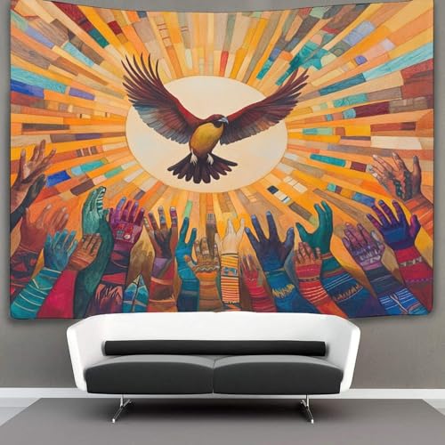 Tapisserie oiseaux amérindiens kaiyun tenture murale salon