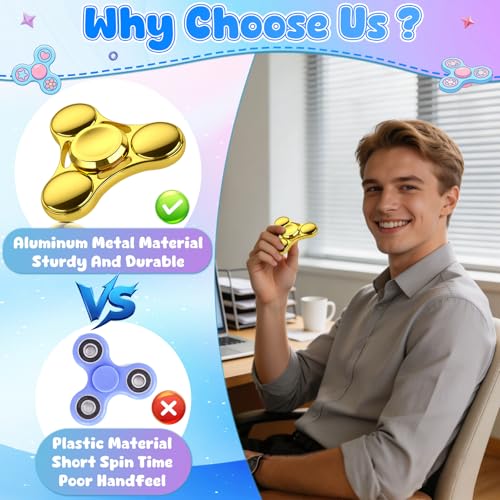 Image of ATESSON Fidget Spinner Toy,Ultra Durable Stainless Steel Bearing High Speed 3-5 Min Precision Brass Metal Finger Spinner,EDC ADHD Stress Relief Anxiety Fidget Spinners for Kids & Adults