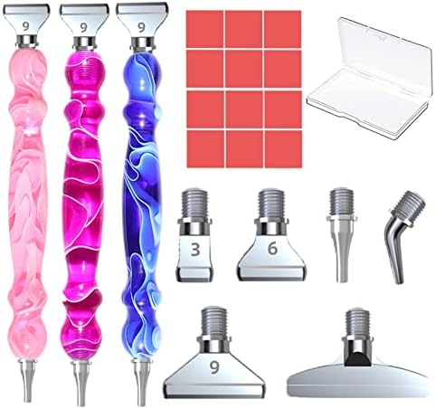 LIBIFUN 22pcs Metal Screw Thread Tips Diamond Painting Art Accessories and Tools kit, 3 Resin Pens, 12 Painting Wax, 6 Metal Stainless Steel Tips, Supplies for DIY Craft, Comfort Grip