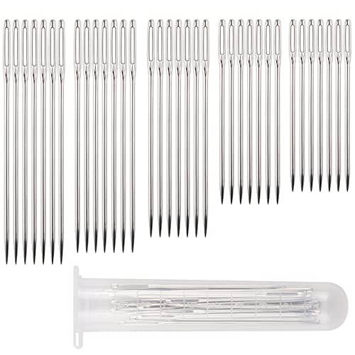 35 Pcs Large Eye Hand Sewing Needles, Assorted Sizes Stitching Needles For Hand Sewing Sharp Embroidery Needles With Storage Case #TOP28