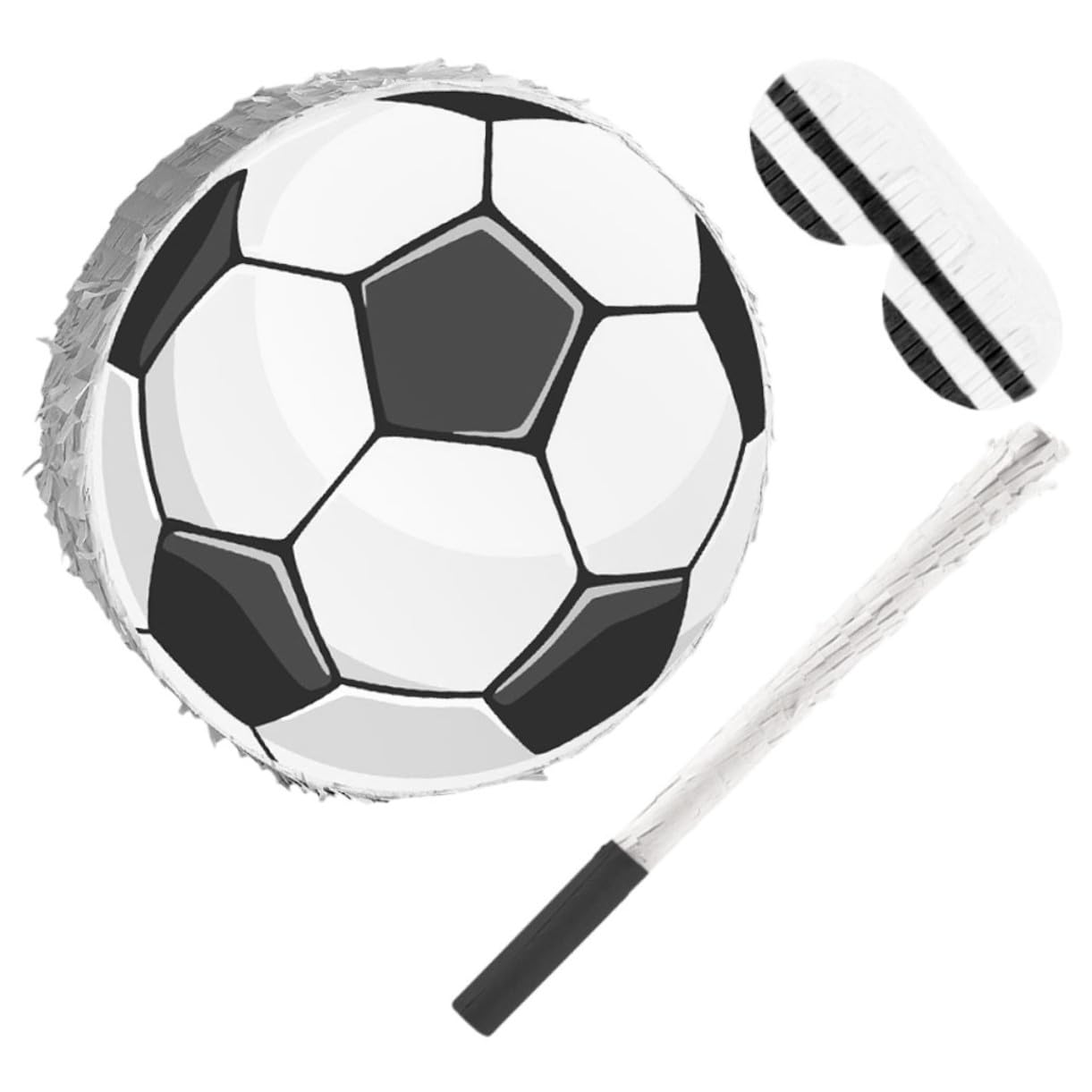 Fußball Pinata mit und Augenbinde Robuste Pappfigur mit Aufhängeschlaufe Bunte Geburtstagsdeko für Fußball Party und Sportspiele