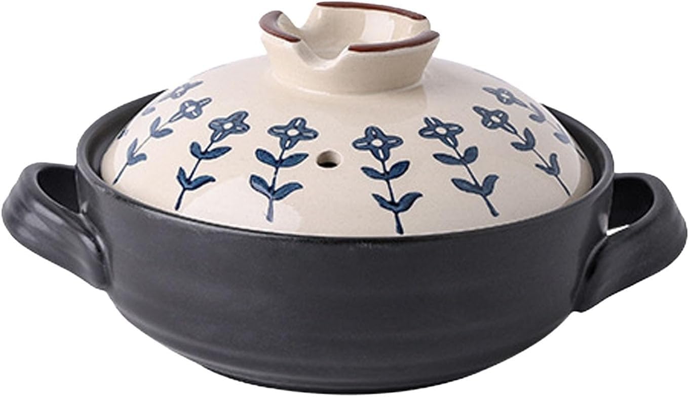 Casseruola Giapponese in Terracotta | Pentola Tradizionale in Ceramica per Cottura A Vapore, A Fuoco Lento E Brasatura | Perfetta per Stufati E Zuppe One Color 1.5L