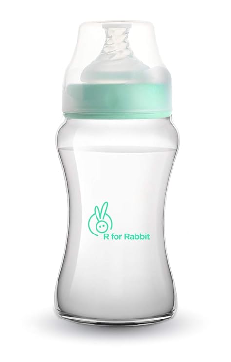 R for Rabbit First Feed Plastic PP Baby Feeding Nipple Milk Bottle with Anti Colic for New Born Babies | Kids of 6 Plus Months Old 250 ml (Sea Green)