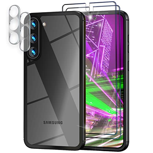 NALIA Handyhülle für Samsung Galaxy S23 - Transparentes Hardcase & Schwarzer Bumper - Prova (Vergilbungsfrei & Stoßfest) - Marke aus Berlin