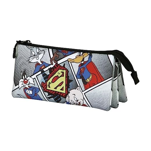 Looney Tunes Super Tunes-Portatodo Triple FAN 2.0, Gris, 23 x 11 cm