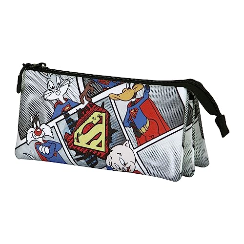Looney Tunes Super Tunes-Portatodo Triple FAN 2.0, Gris, 23 x 11 cm