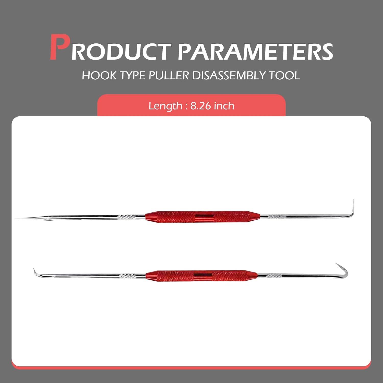 2 PCS Hook and Pick Set, Oil Seal O-ring Puller Scriber, Double-headed Multi-functional Non-slip Removal Tool, for Most Cars Portable Anti-rust Repair Accessories (Red)
