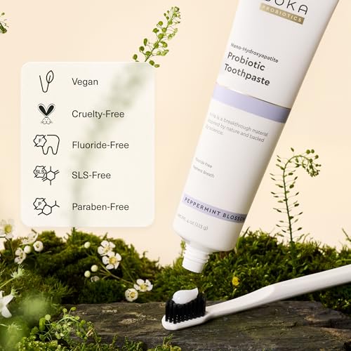 Image of Boka Probiotic Toothpaste - Fluoride Free, Nano Hydroxyapatite Toothpaste - Made with Probiotics - Peppermint Blossom, 4 Fl Oz, 1Pk