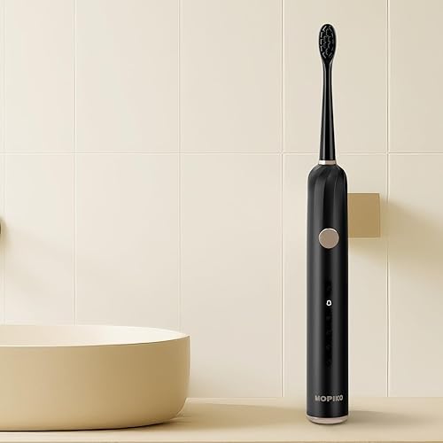 Miniatura 9 de Cepillo de dientes eléctrico Sonic para adultos, negro, 5 modos, 8 cabezales de cepillo, 2 fundas de viaje, recargable, IPX7 impermeable