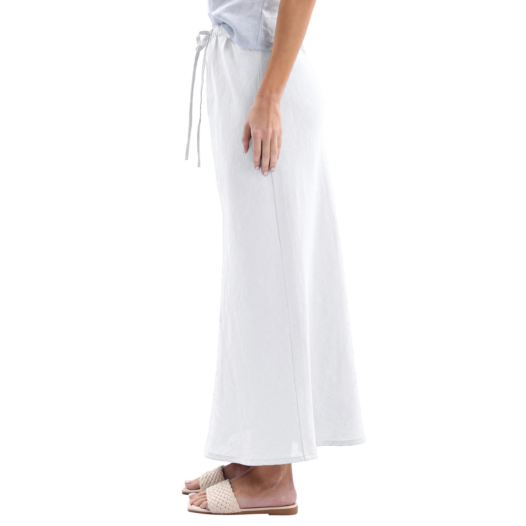 Amazhiyu Faldas de verano para mujer, falda de verano de lino, falda larga elástica, cintura A, falda maxi, elegante, informal, falda de playa para mujer