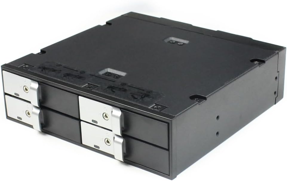 JMT 2.5 inch 4 Bay SATA 6Gbps Hard Drive Enclosure Optical Drive Mobile Rack for 12.5mm HDD PC Laptop (Enclosure+Fan)