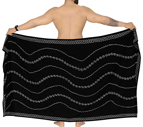 LA LEELA Men's Beachwear Cover Up Swimwear Pareo Wrap Summer Swim Trunk Sarong One Size Charcoal3