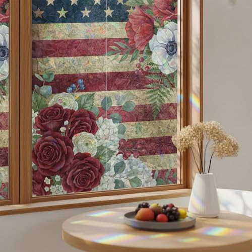 Película para ventana con diseño de bandera floral 17.7" x 78.7" miniatura 1