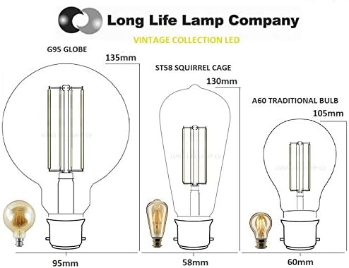 Retro Vintage LED 4w Globe Edison Style Filament Bulb Smoked Gold Glass G95 B22 Bayonet