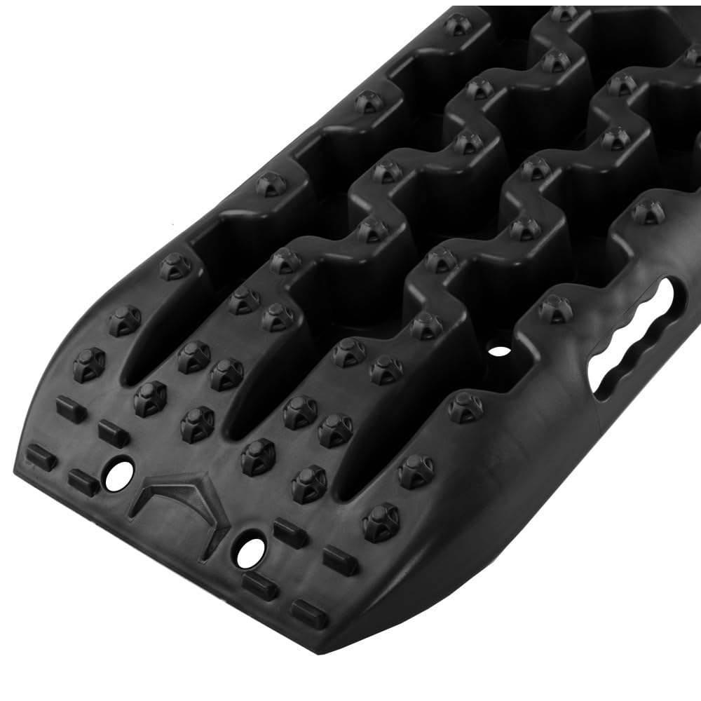 ROCKFOXX Anfahrhilfe Schlamm Schnee Sand Berge Boards Sandbleche Offroad 10 Tonnen Paar schwarz Recovery Board für Wohnmobil Geländewagen PKW SUV Pick UP Quad Traktionsmatte Gripmatte