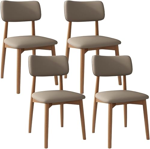 Miniatura 52 de YVYKFZD Solid Wood Dining Chairs, Kitchen Chairs Set with Curved Backrest, Leather Upholstered Dining Room Chair, Armless Living Room Chair, for