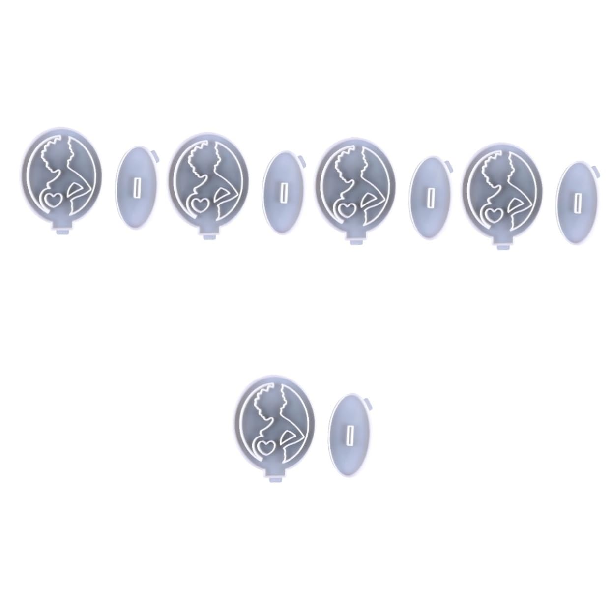 Housoutil 5 Ensembles Moule d'ornement d'amour Ornements Fondant Silicium Outil de Moulage d'ornement Moule de Parure fête des mères Moule décor Femme Enceinte Gel de silice Blanche