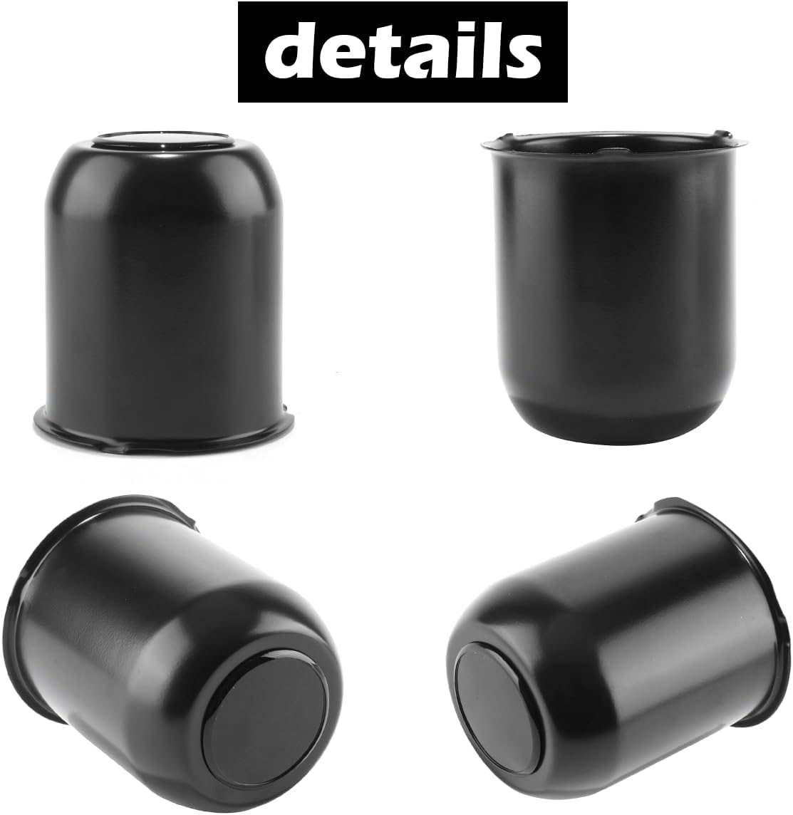 2Pcs 3.74inch Stainless Trailer Wheel Center Caps Push Through 3.74" Bore 4.33" Tall Top Removable Hub Cap for Truck SUV RV Wheel Rim, Matt Black Wheel Cover