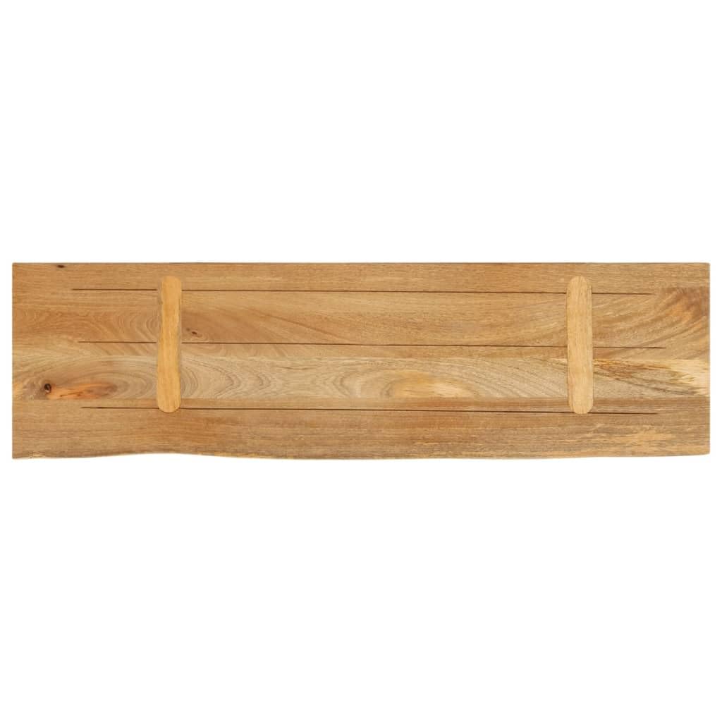 Piano Tavolo in Legno Massello di Mango con Bordi Vivi 120x20x2,5cm per Rinnovamento Arredo Rustico e Resistente, Superficie Liscia Facile da Pulire, Unico per Venature