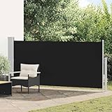 Homgoday Garten-Seitenmarkise 300x140cm Grüngrau/Schwarz, Stahlrahmen, UV-beständig, für Terrasse/Balkon Markisen und Sonnenschutz für den Außenbereich, Gärten und Innenhöfe. Model45353