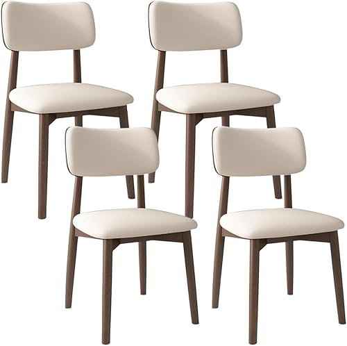 Miniatura 14 de YVYKFZD Solid Wood Dining Chairs, Kitchen Chairs Set with Curved Backrest, Leather Upholstered Dining Room Chair, Armless Living Room Chair, for