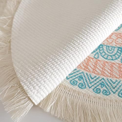 Kitchen Table Placemats Set Of 6 With，Round Handmadewoven Fringe Placemat，For Dining Room, Kitchen, Place Mats For Parties,Use-Size 13×13 Inches #TOP4