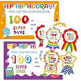 Ceiba Tree 100 Days of School Award Certificates and Smarter Badge Stickers Happy 100th Day of School Recognition Rewards for Kids Kindergarten Preschool Classroom