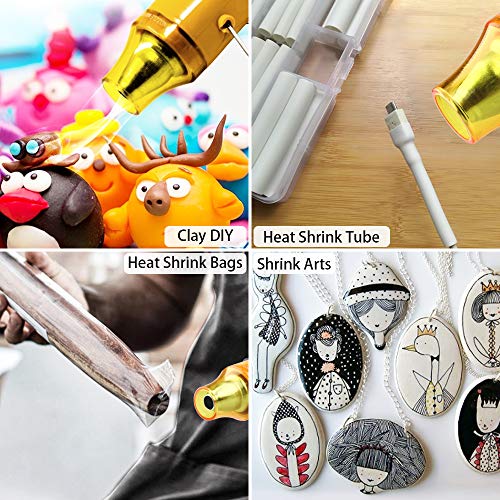 New Power Adjustable Mini Heat Gun, Tomorotec up to 660 F Handheld Electric Hot Air Gun 350W Portable Heat Gun for Epoxy Resin, DIY Craft Embossing, Shrink Wrapping PVC, Drying Paint, Clay - Thumbnail 5