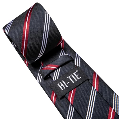 Image of Hi-Tie Men's Silk Ties Formal Woven Classic Necktie Pocket Square Cufflinks Lapel Pin Set Wedding Business