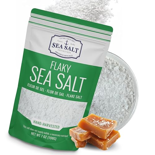 Flaky Hand Harvested Sea Salt Flakes, Baja Fleur de Sel Flake Salt, for Baking and Cooking and...