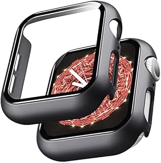 LϟK 2 Pack Case for Apple Watch 41mm Series 7 with Built in Screen Protector Tempered Glass All Around Hard PC Protective High Definition Clear Cover for iWatch 41mm Series 7 - Clear