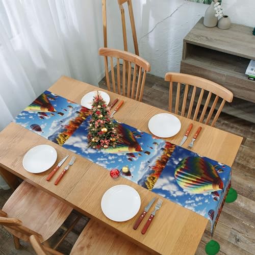 Chemin de table montgolfière en lin pour protéger et décorer la table de fête - 8