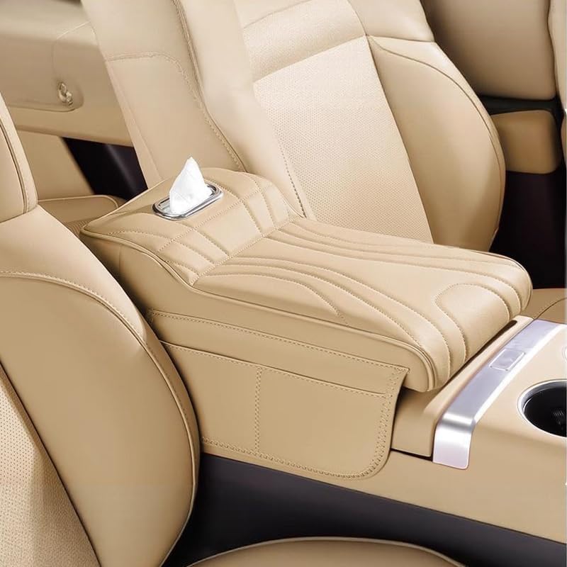 Car Armrest Cushion for Jeep Grand Cherokee L 2024 2023 2022, Car Middle Center Console Cover with Storage Bags and Tissue Box, Auto Interior Armrest Protector Pad,A Black